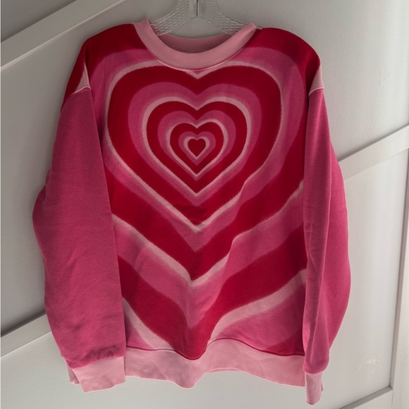 Wild Fable Pink and Red Sweatshirt Pink N Red Hearts Front & Back Cozy size M - Picture 1 of 5